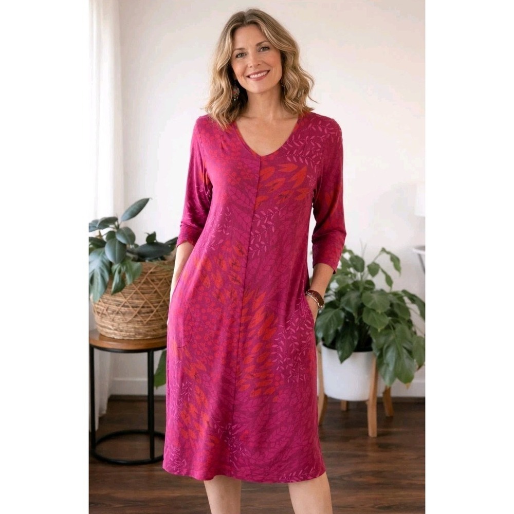 Gudrun Sjoden Jersey Shift Pockets Dress Organic Cotton Lagenlook Scandi Size S